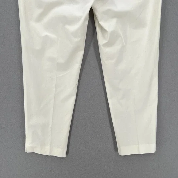 BRUNELLO CUCINELLI Pants Womens 12 Off White Cotton Blend Stretch Slim Trouser